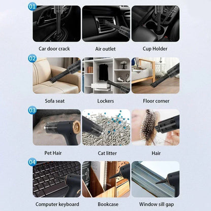 CENRR 98000PA Mini Car Vacuum Cleaner Cordless Powerful Wireless Car Cleaner HandHeld  Air Gun Portable Vacuum Cleaner