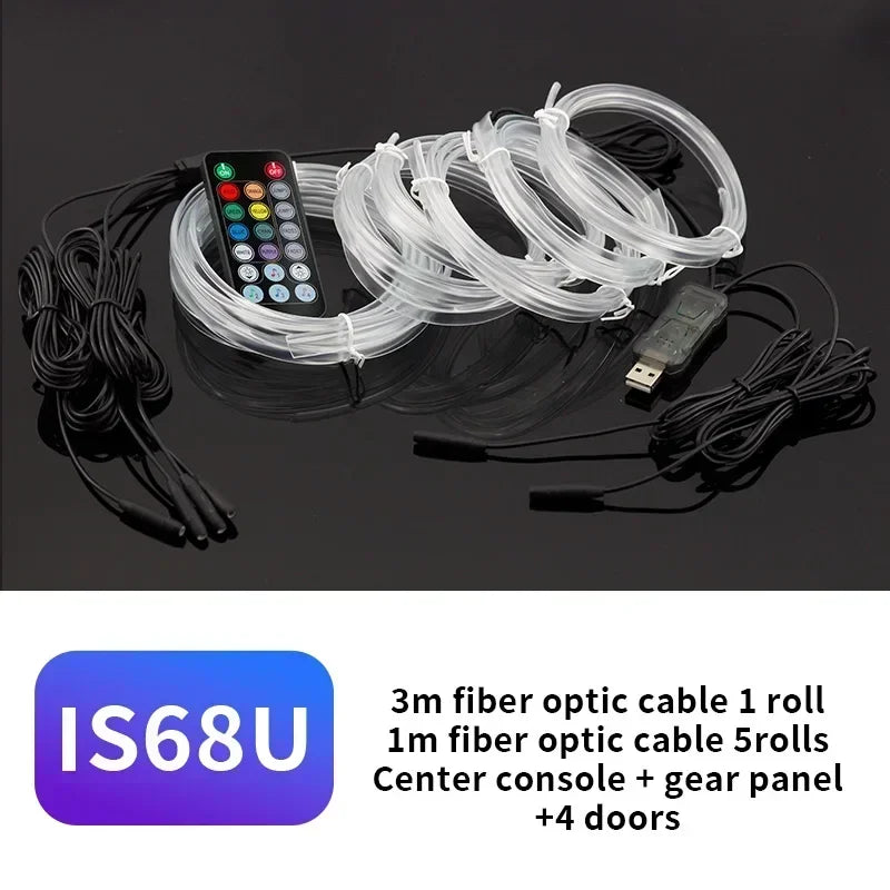 Car Environment Wire LED USB Flexible Neon Interior Lights Assembly RGB For Automotive Decoration Lighting 3M Hidden APP