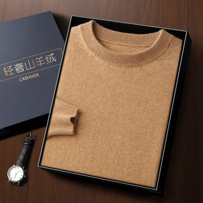 Fashion 100% Merino Wool Men's Sweater O-Neck Long Sleeve Pullover Spring Autumn Winter Basic Jumper Clothing Knitwear Tops