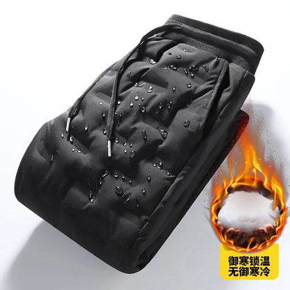 Men's down Pants Winter Outdoor Wear Thickened Extra Large Size High Waist Warm Cold Proof Windproof Cotton Pants