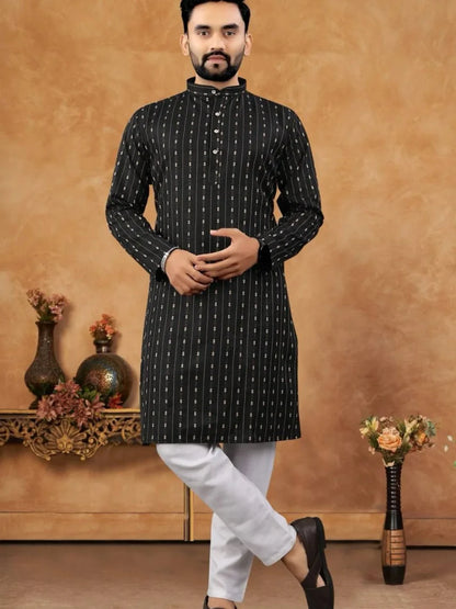 Luxury Islamic Arabic Abaya Robe National Style Ethnic Print Stand Collar Youth Mid-length Ropa Arabe Hombre Kurta For Men