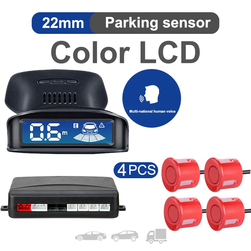 Front Rear Parking Sensor Kit 8 Probe Auto Blind Spot Radar LCD Monitor 12V Parktronic Reverse Backup Assist System