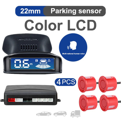 Front Rear Parking Sensor Kit 8 Probe Auto Blind Spot Radar LCD Monitor 12V Parktronic Reverse Backup Assist System