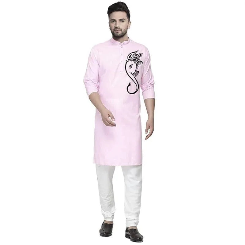 Men Digital Printed Kurta Shirt Regular Fit Mandarin Collar Long Suitable All Occasions Such Wedding Hari Raya National style