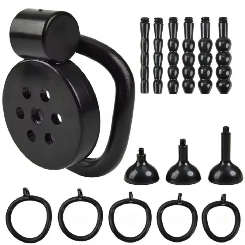 2026 Male Penis Chastity Cage Set Small Chastity Cage 5 Cock Rings With Urethral Sound Plug Penis Bondage Slave Man Sex Toy