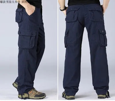 Hot Style, Fashionable, Multi-pocket Men's Work Trousers, Loose Pants, Plus Size Labor Insurance Casual Straight Pants