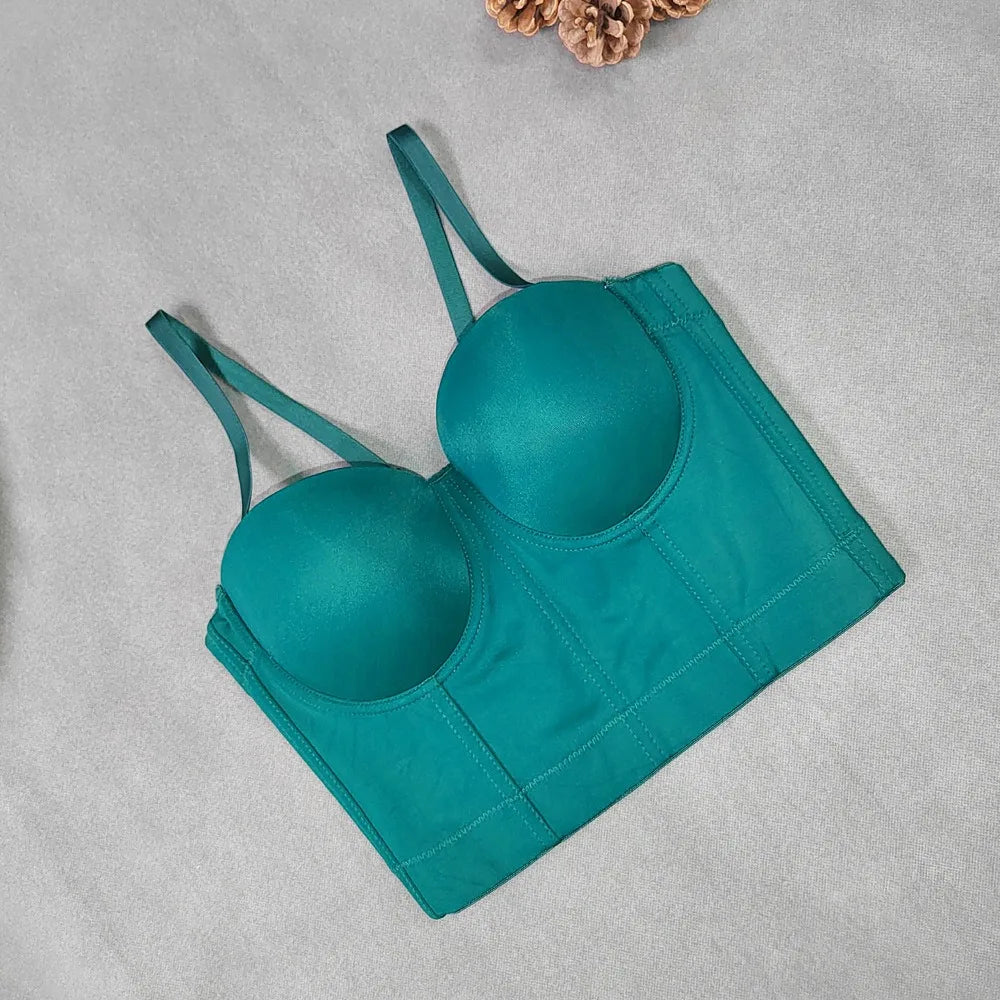 SXTHAENOO Summer 8 colors Fashion Mesh Push Up Bralet Women's Corset Simple Bustier Bra Night Club Party Sexy Cropped Top Vest