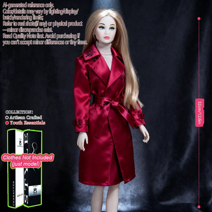 Multi-Poseable 12.6in 1/6 BJD - 12-Articulated, Realistic Makeup, Collector’s Gift, Desktop Display (No Clothing)