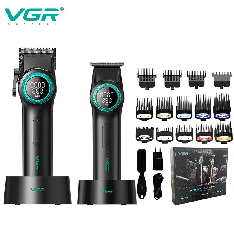 VGR high-end hair cutting set with 12000 RPM power electric shaving machine, professional hair trimmer combination V-001&977