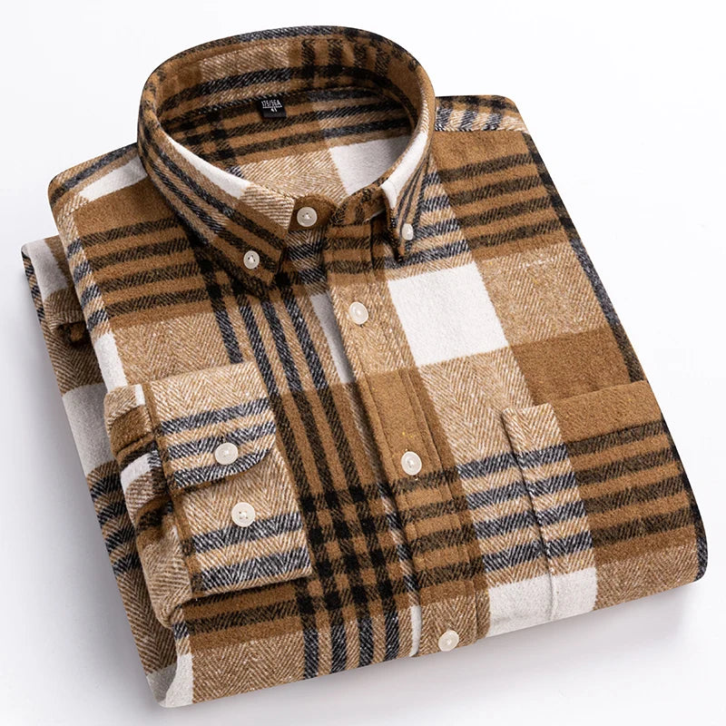 New in Shirt Plus Size 7XL 100% Cotton Long-Sleeve Shirts for Men Slim Fit Casual Plain Shirt Soft Keroan Designer Plaid Clothin