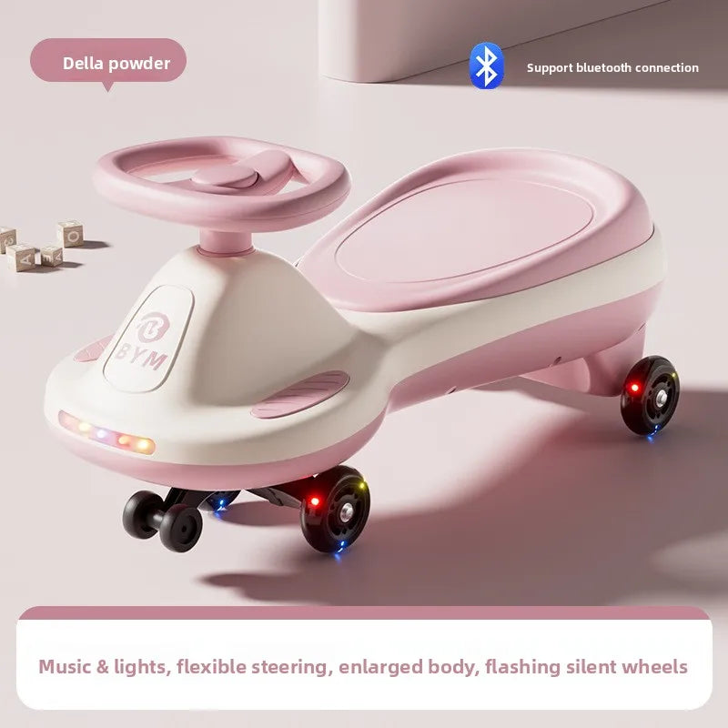 Kids Ride Toy Twisty Swing Car Silent Wheels Anti Tip Lights Music Unisex 1 13 Children's Wiggle Car Anti-rollover