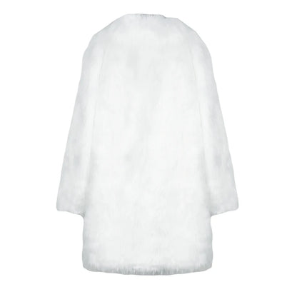 Men s Faux Fur Hooded Parka Winter Warm Long Sleeve Solid Color Print Long Jacket Open Front Overcoat with Pockets