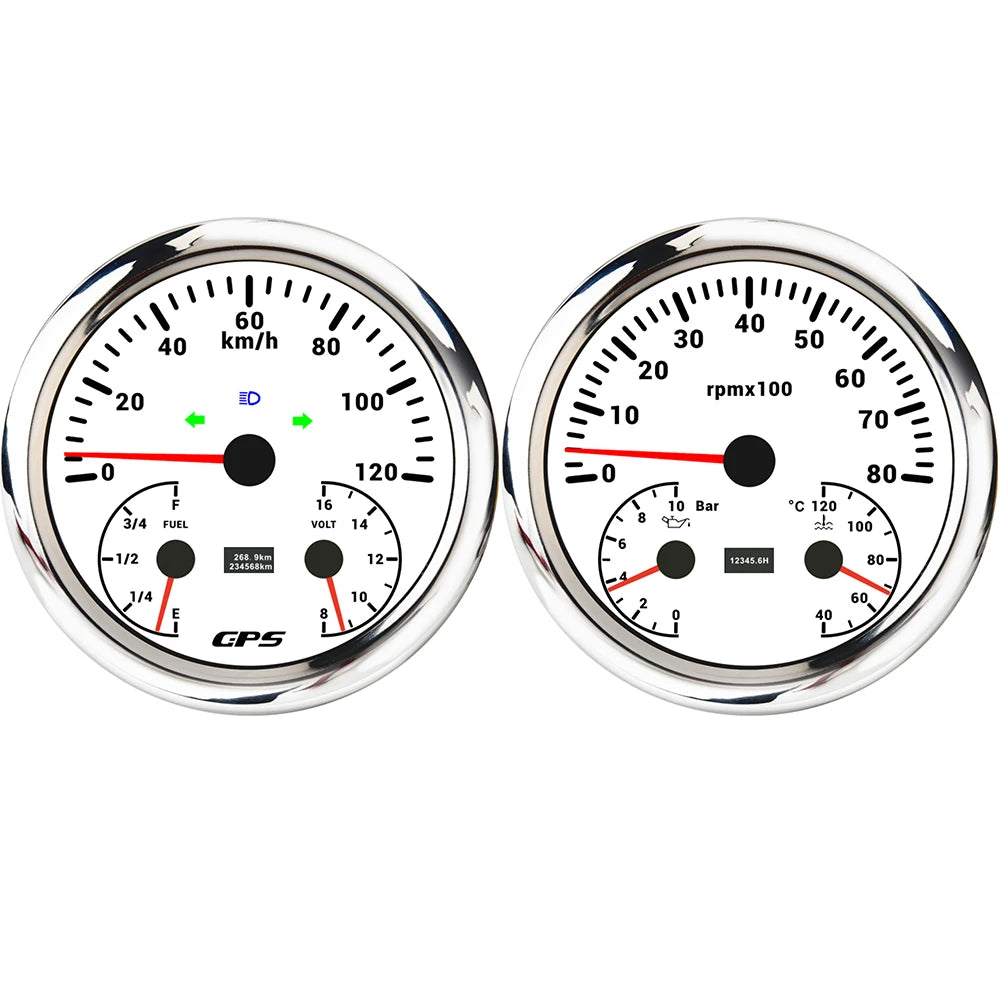 ELING 110mm Car 3in1 Multifunctional GPS Speedometer 120K 200K with Tachometer with Oil Pressure Water Temp Fuel Level Voltmeter
