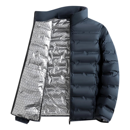 Graphene Self-heating Parka Jacket Men Solid Windproof Pleated Down Jackets Man Stand Collar Parkas Winter Padded Jackets Male
