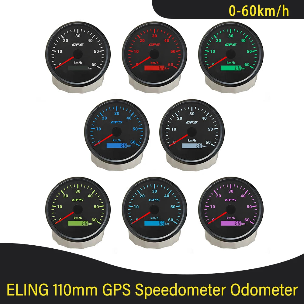 Newest Universal 110mm GPS Speedometer 60K 80K 120K 200K with GPS Antenna and 7 Colors Backlight for Boat Truck Car