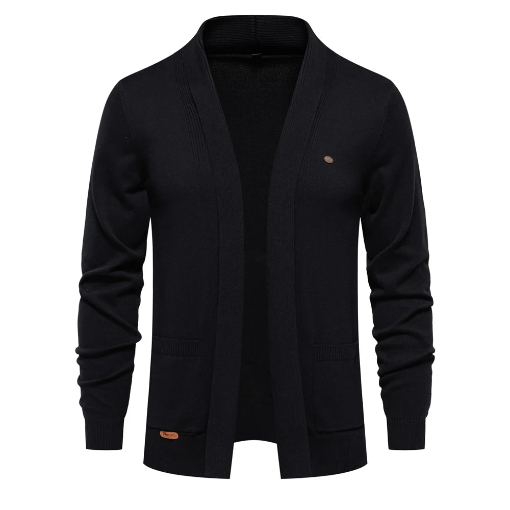 2023 New Winter Cotton Cardigan for Men Quality Mens Sweater Fashion Turn Down Collar Knitted Sweaters for Men