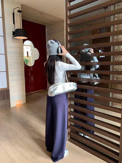 High Waist Wide Leg Sport Pants Women Loose Lazy Style Spring Autumn Casual Straight Long Trousers Comfortable High Waist