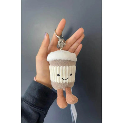 JC Kawaii Food Plush Pendant Coffee Cake Toys Soft Stuffed Food Shaped Fluffy Cuddly Gift for Kids Birthday Xmas Home Bag Decor