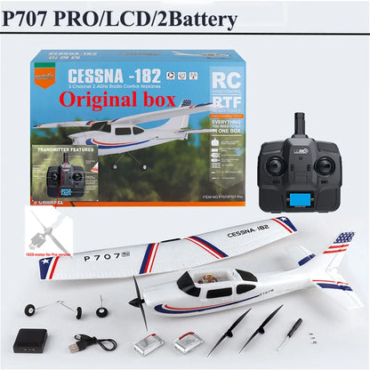 Parkten RC Airplane P707G PRO LCD Version 2.4G 3D/6G With Gyro 3Ch Fixed Wing Plane Outdoor Toys Drone RTF CESSNA 182 Glider