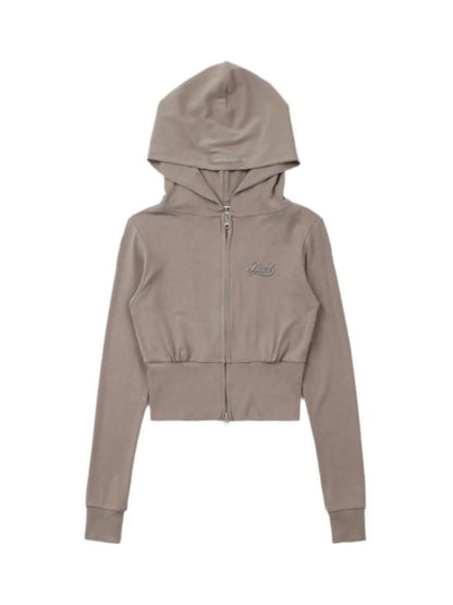 American Style Slim Fit Hoodie Embroidered Zipper Jacket Women Casual Versatile Autumn Outerwear Long Sleeve Short Length