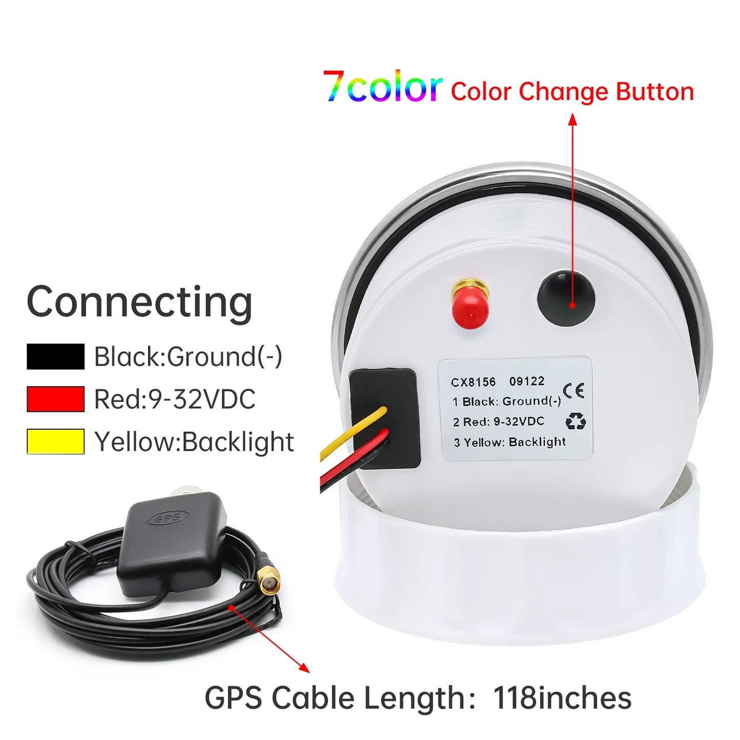 Universal 85MM GPS Speedometer Gauge 7 Color LED Backlight For Motorcycle Marine Boat Truck 60 Kmh 200 Kmh Speed Gauge Meter