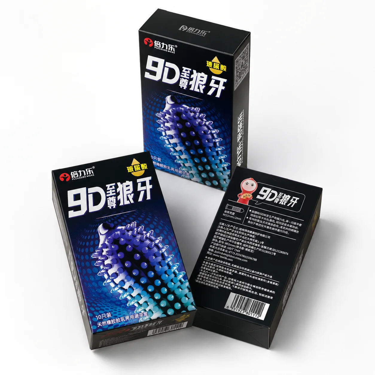 9D Studded Condoms Wolf Tooth Design Hyaluronic Acid Lubricated Natural Latex 10pcs-50pcs Men Extra Sensitive Beilile