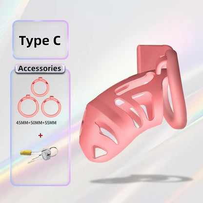 Male Chastity Cage Resin Breathable Design Secure Lock Anti Removal Discreet Device Adjustable Ring Personal Wellness Adult Toy