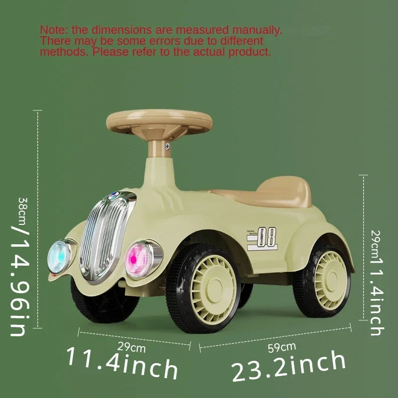 Ride On Car for Toddlers Classic Ride On Train Sliding Car with Sound & Light Under Seat Storage Retro Toys for Kids Boys Girls