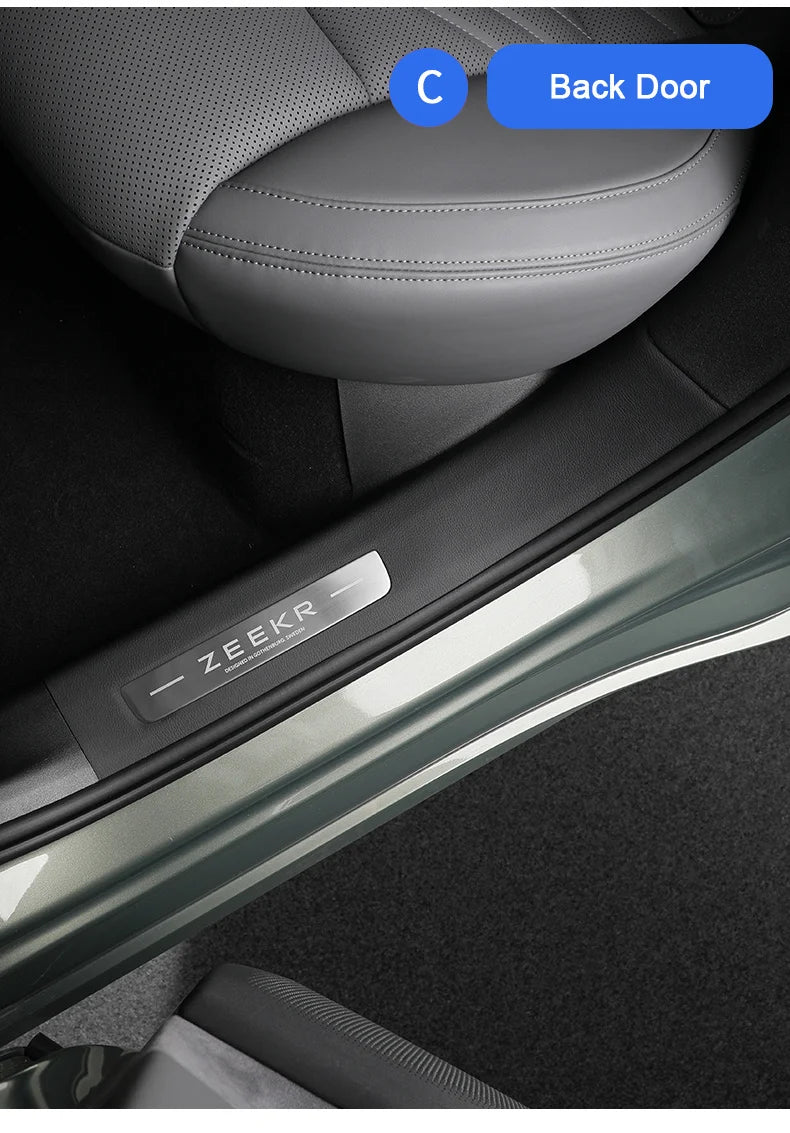 For Zeekr 001 2024 2025，Leather Car Door Anti-kick Pad Front Rear Door Protective Pad Threshold Bar Car Modification Accessories
