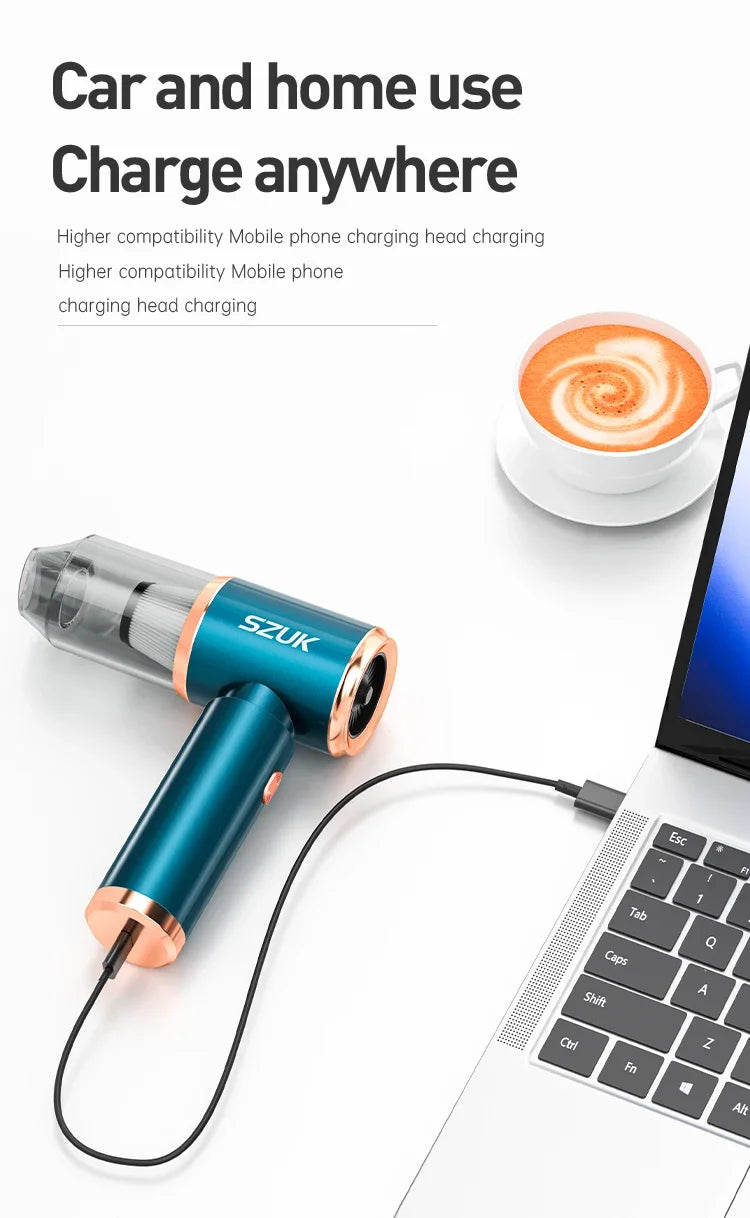 SZUK Mini Car Vacuum Cleaner 165000Pa Powerful Vacuum Cleaner Strong Suction Handheld Portable Wireless Vacuum Cleaner for Car