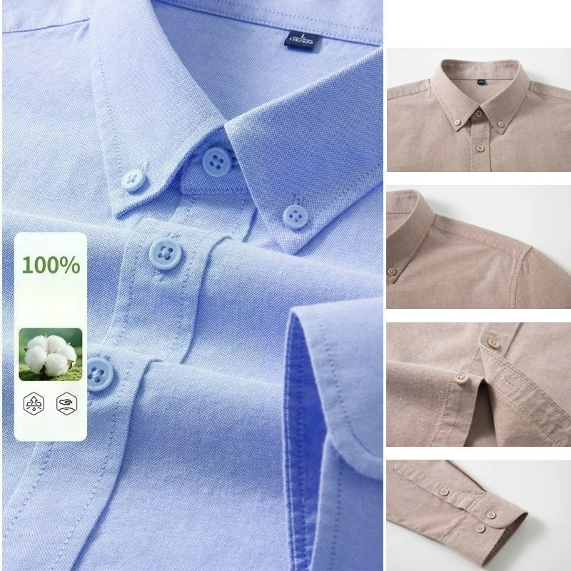 Men's 100% Cotton Oxford Shirt - Breathable Sweat-Wicking Button Down with Slim Fit & Crisp Texture