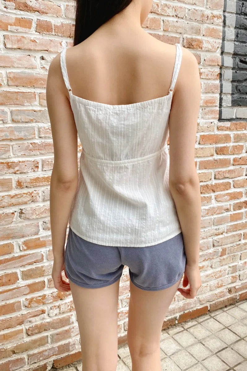 Brandy Melville Pure Cotton Three-Button Base Layer Vest Sweet Style V-Neck Sleeveless Tank Top for Women Spring Summer