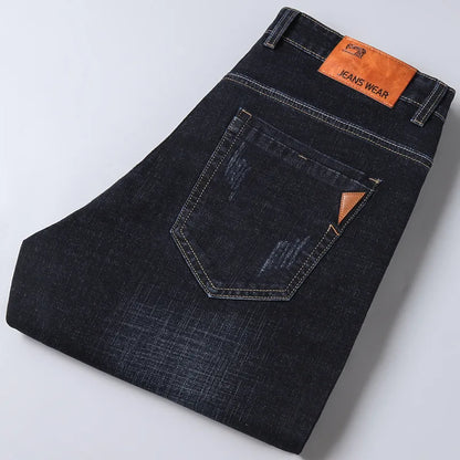 Men Jeans Stretch Skinny Denim Pants Solid Color Black Blue Spring Luxury Street Harajuku Hip-Hop Style Slim Fit Trousers Brand