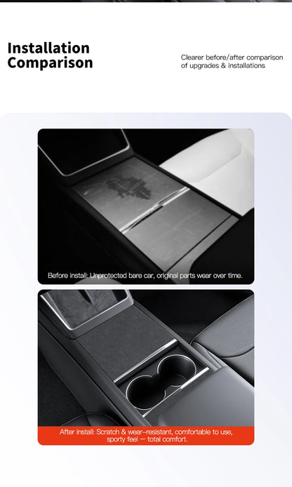 YZ Center Console Panel Sticker For Tesla Model 3/Y/YL Highland Juniper Electrostatic Adsorption Sticker Suede Film