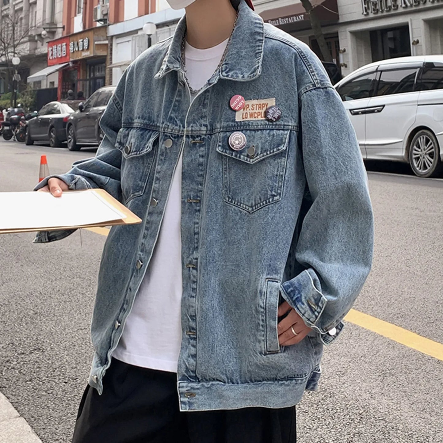 American style cool jacket denim jacket men's spring and autumn style trendy brand high-end sense new loose casual clothes