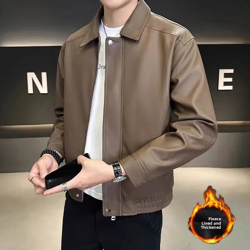 TUCANO Men's Genuine Leather Jacket 2026 Autumn Winter Warm Sheepskin Slim Fit Biker Style Stand Collar Coat Outerwear