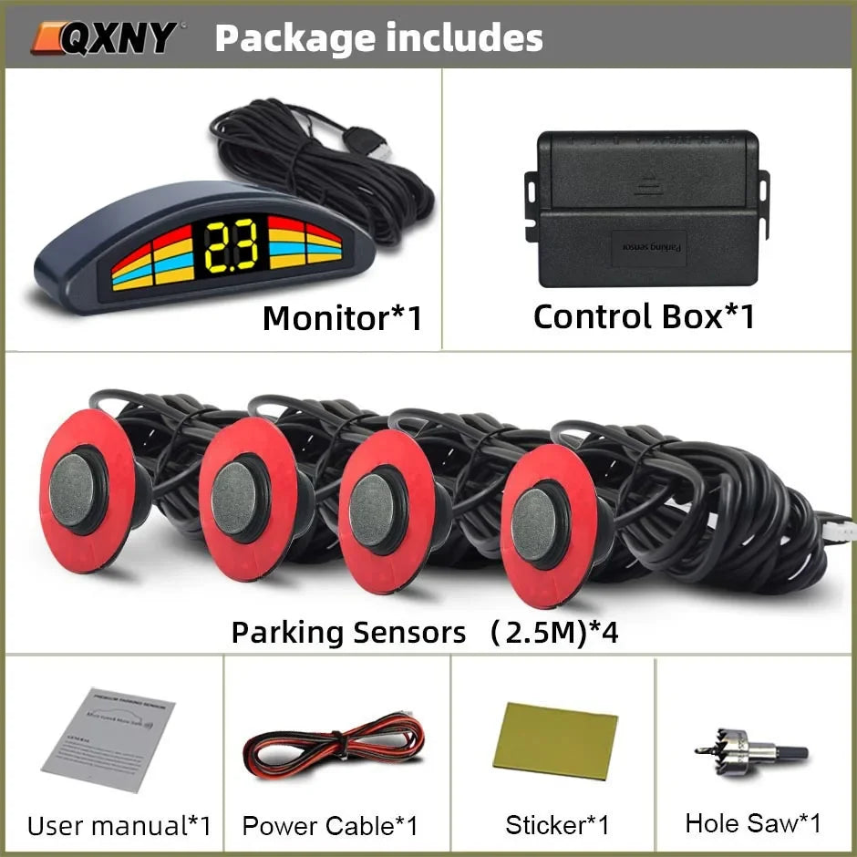 Parking Sensor Kit  Flat 16.5mmParktronic Reversing Backup Radar Recoil Auto Detector  Assistance Voice Buzzer Automobile Car