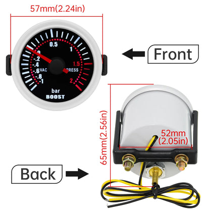 Tachometer For 12V Car 52mm Universal Smoke Len RPM Turbo Boost Gauge 2 Bar PSI Water Temp Meter Oil Pressure Gauge  Tacho