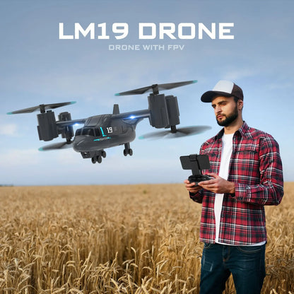 LM19 Remote Control Helicopter Drone 480P Camera Fighter Quadcopter Osprey Aircraft RC Drones for Children Kids Plane Toys Gifts