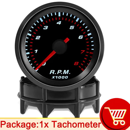 52mm Smoke Lens Auto Tachometer White LED 0-8000 RPM Meter Car Boost Gauge Bar Psi Vacuum Water Temp Oil Pressure Gauge