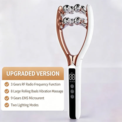 NEW RF EMS Micro Current Roller Face Slimming Artifact V Face Beauty Firming Lifting Face Facial Massage Instrument