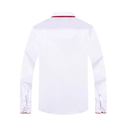 2025 Spring/Fall Men's Slim Fit Long Sleeve Shirts Free Iron Chinese Double Collar Trend White Fashion Business Casual Shirt