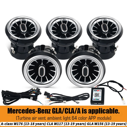 For Benz W176 W117 W156 A CLA GLA 12/64 Colors Ambient Lights Turbine Air Vent Lamps Dashboard Door Lighting Kit Car/App Control