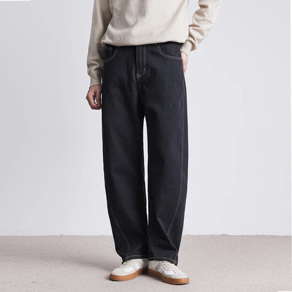 Fashion Retro Denim Jeans Men Spring Autumn New Straight Multi-Pocket Loose Casual Mid-Waist Trousers Men's Jeans