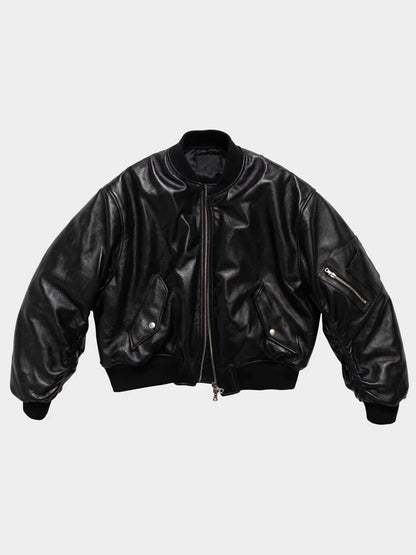 Mauroicardi Autumn Cool Handsome Black Thickened Warm Pu Leather Bomber Jacket Men Zipper Luxury Designer American Clothes 2025