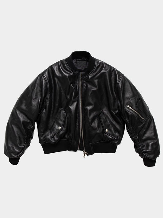 Mauroicardi Autumn Cool Handsome Black Thickened Warm Pu Leather Bomber Jacket Men Zipper Luxury Designer American Clothes 2025