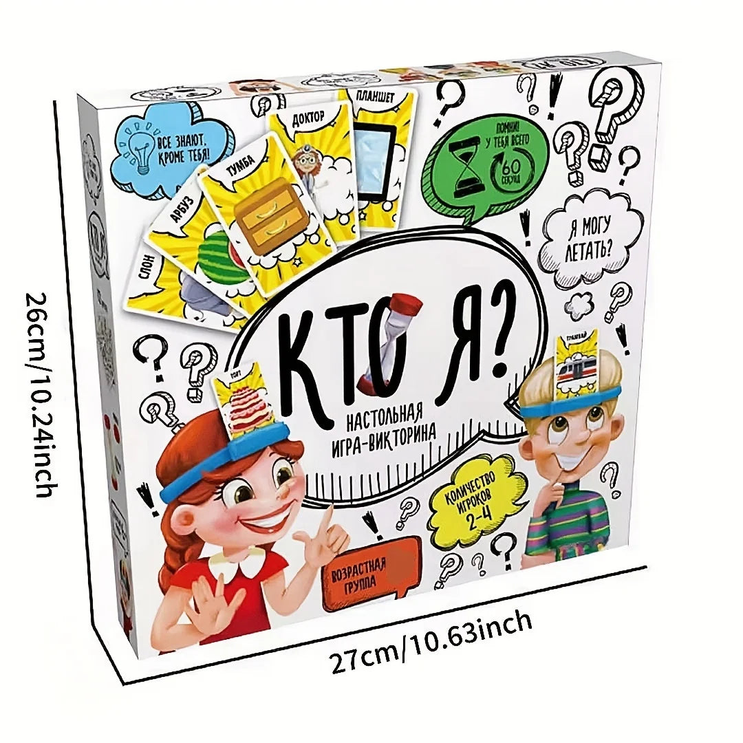 Who am I? Guess who I AM, Russian interactive plastic board game with headband