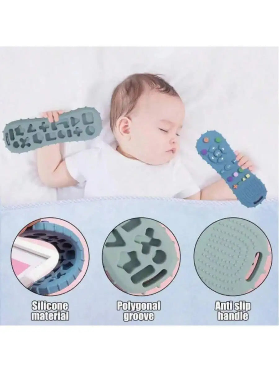 2-Pack Montessori Teething Toy Food Grade Nano Silicone Sensory Play Game Controller Remote Control Shape BPA Free Safe Chew for
