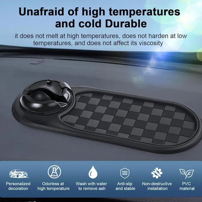 Car Anti-Slip Mat, Rotatable Anti Skid Car Dashboard Pad with Temporary Parking Numbe, Car Anti Slip Mat Phone Holder