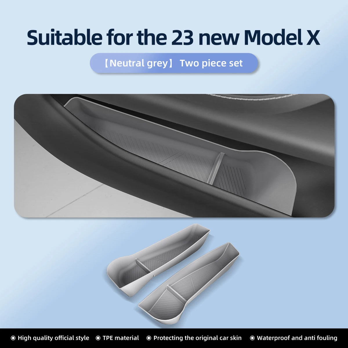 Car Door Side Storage Box  For Tesla Model X S 2023 2024 TPE Gate Slot Anti Dirty Storage Organizer Tidying Car Accessories